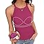 ANYFITTING Tank Top with Built in Bra Sleeveless Tops for Women UK Sports Top for Gym Yoga Ribbed Round Neck Camisole Sleeveless Summer Cami