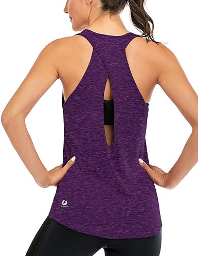 Fihapyli ICTIVE Womens Cross Backless Workout Tops for Women Racerback Tank Tops Open Back Running Muscle Tank Yoga Shirts