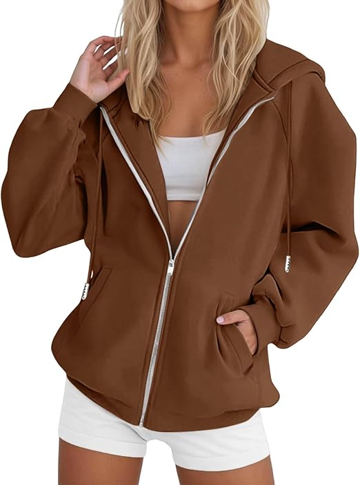 Hoodies For Women UK Winter Jackets Oversized Hoodie Zip Up Longline Sweatshirts Trendy Casual Loose Long Sleeve Crewneck Pullover Comfy Fall Cloth Fashion Ladies Outfit