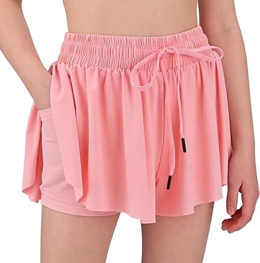 Girls Butterfly Shorts, Dance Sports Girls Shorts Elastic Waist Drawstring Girls Cycling Shorts Summer Cute Running Shorts Womens with Pockets