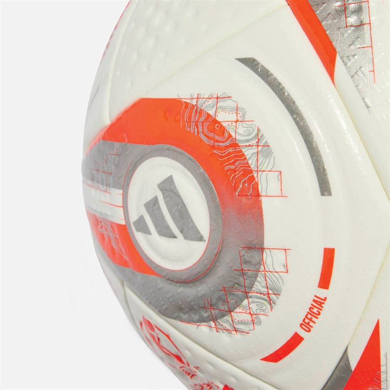 Adidas Womens Euro 25 Final Pro Official Match Football (FIFA Quality Pro Certified) White/Silver Metallic/Lucid Lemon