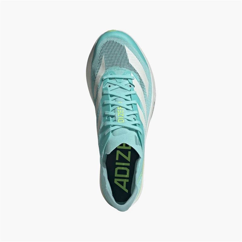 adidas Mens Adizero Avanti Long Distance Running Spikes Flash Aqua/Zero Metalic/Lucid Lemon