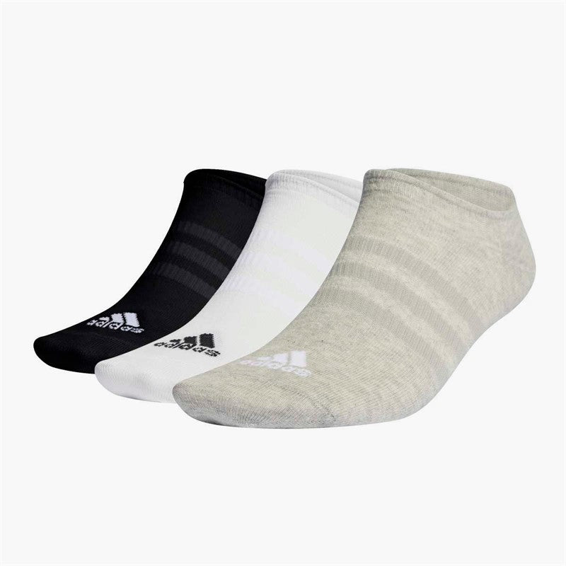 Thin And Light Three Pack No Show Socks Medium Grey Heather/White/Black