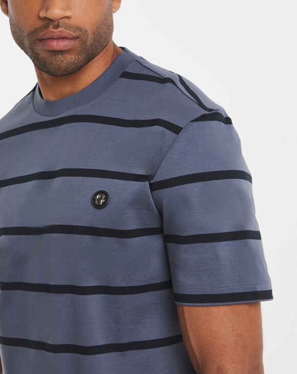 BOSS BB Stripe T-Shirt in Blue.