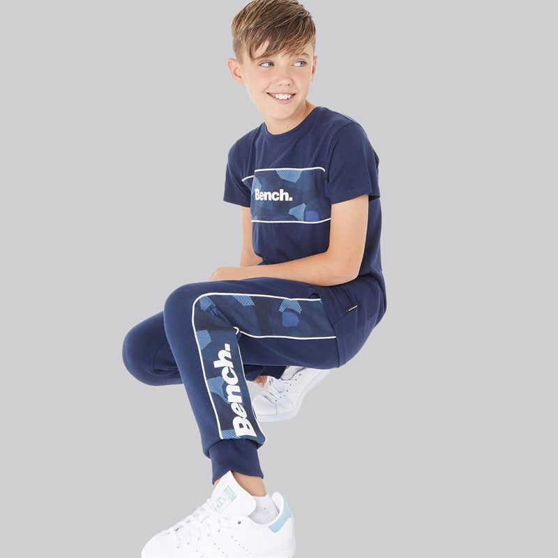 Bench Boys Blue Camo Sweatshirt Joggers And T-Shirt Three Pack Set Navy