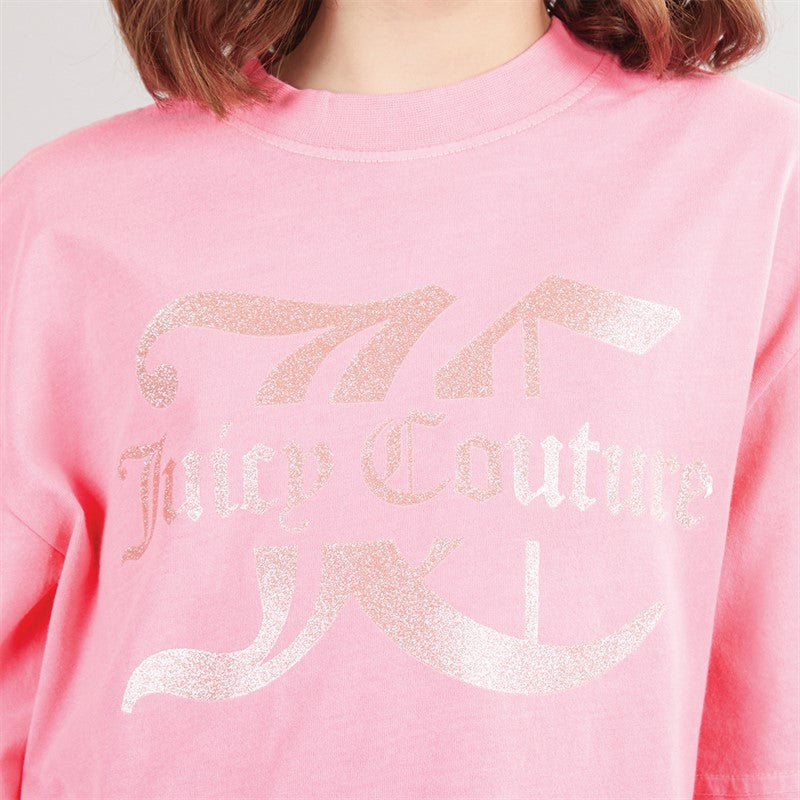 Juicy Couture Girls Jersey T-Shirt And Cycling Shorts Set Summer Neon Pink