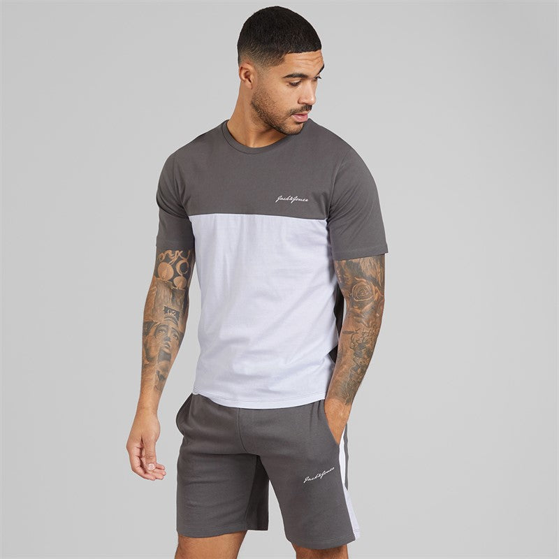 JACK & JONES Mens Trip T-Shirt And Shorts Set Navy Blazer