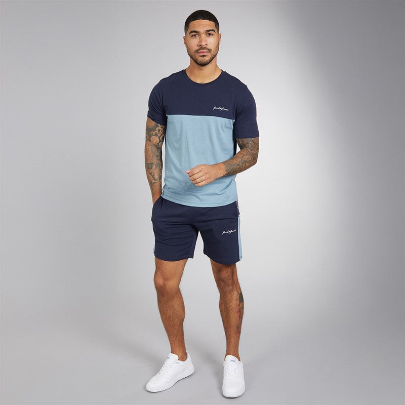 JACK & JONES Mens Trip T-Shirt And Shorts Set Navy Blazer