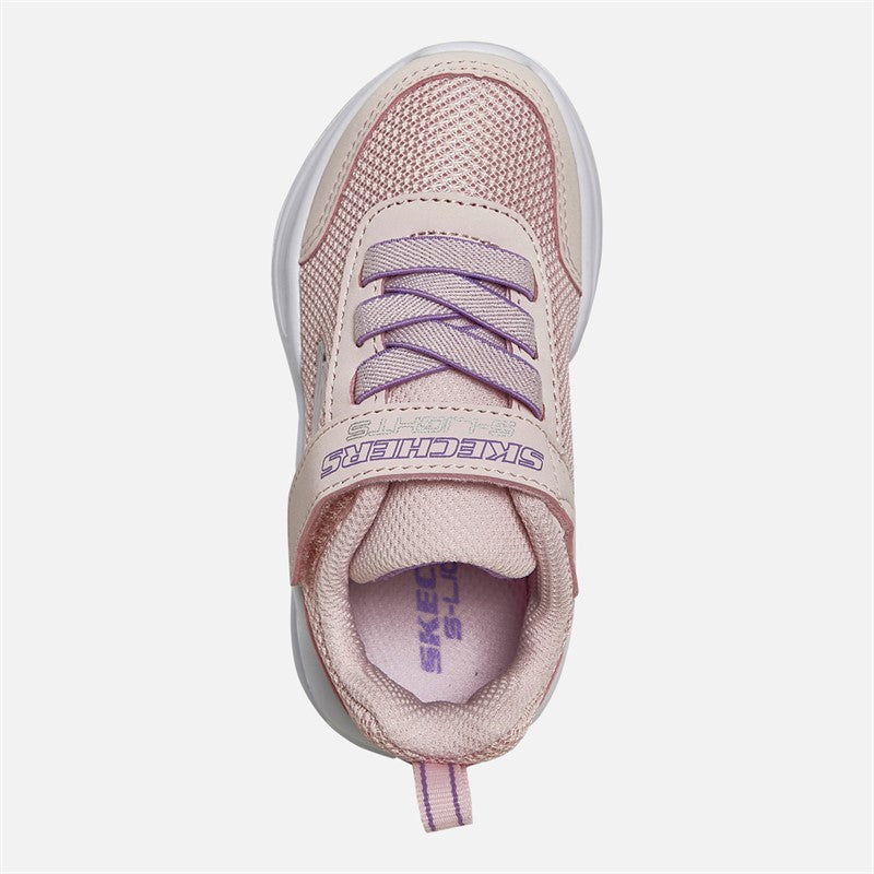 SKECHERS Infant Girls Solar Glow Lights Trainers Light Pink