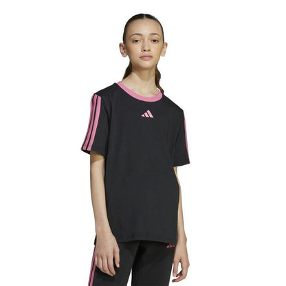 adidas Essentials 3 Stripe T-Shirt Junior Girls