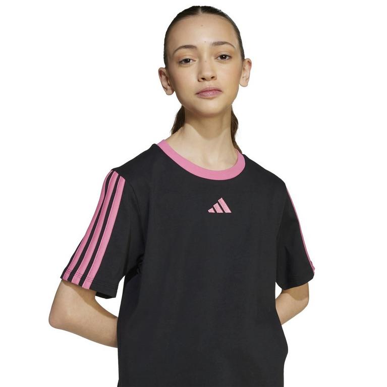 adidas Essentials 3 Stripe T-Shirt Junior Girls