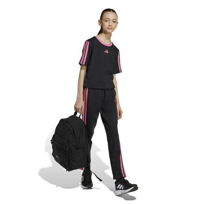 adidas Essentials 3 Stripe T-Shirt Junior Girls