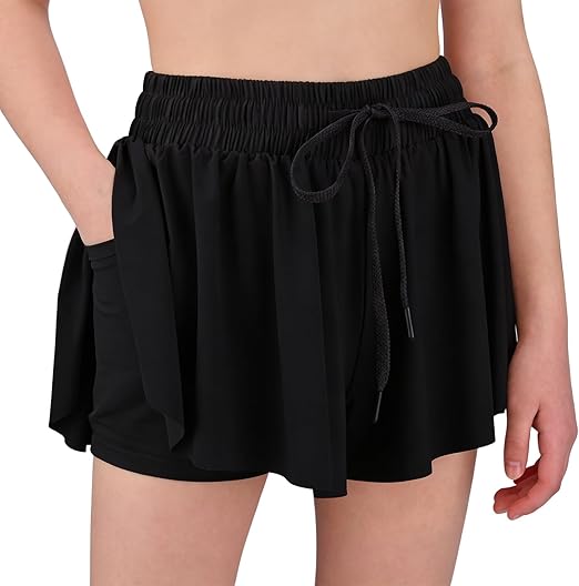 Girls Butterfly Shorts, Dance Sports Girls Shorts Elastic Waist Drawstring Girls Cycling Shorts Summer Cute Running Shorts Womens with Pockets