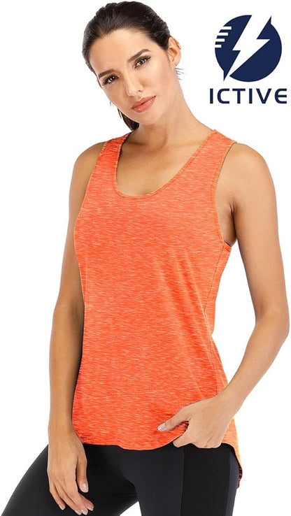 Fihapyli ICTIVE Womens Cross Backless Workout Tops for Women Racerback Tank Tops Open Back Running Muscle Tank Yoga Shirts