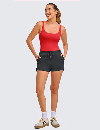 BAYDI Clouduxi Tank Tops with Built in Bras-Square Neck Workout Tops Padded Yoga Shirts Gym Athletic Sleeveless Camisole