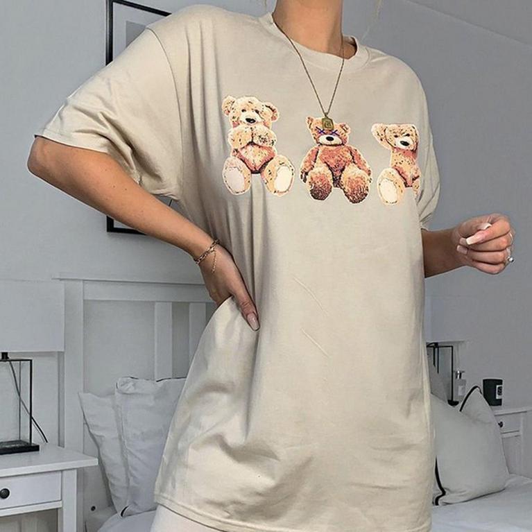 I Saw It First ISAWITFIRST Teddy Trio Graphic Oversized T-Shirt
