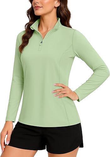 TACVASEN Women's Long Sleeve Top 1/4 Zip Shirt UPF 50+ T-Shirt Sun Protection Rash Guard Quick Dry Hiking Fishing Work Shirts