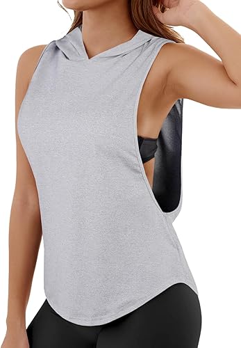 Sofia's Choice Women Hoodies Sleeveless Tank Tops Summer Workout Gym Running Athletic Shirts