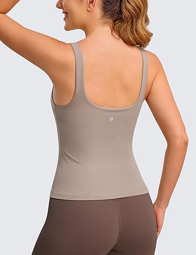 BAYDI Clouduxi Tank Tops with Built in Bras-Square Neck Workout Tops Padded Yoga Shirts Gym Athletic Sleeveless Camisole