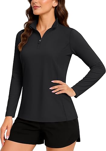 TACVASEN Women's Long Sleeve Top 1/4 Zip Shirt UPF 50+ T-Shirt Sun Protection Rash Guard Quick Dry Hiking Fishing Work Shirts