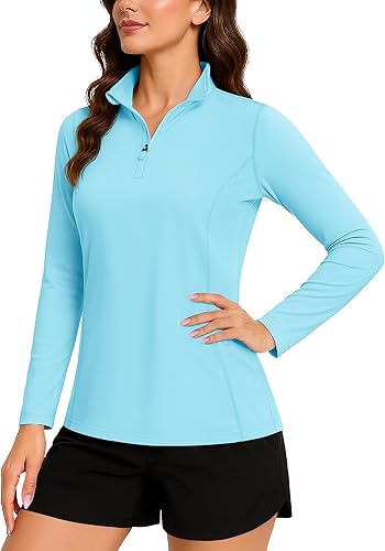TACVASEN Women's Long Sleeve Top 1/4 Zip Shirt UPF 50+ T-Shirt Sun Protection Rash Guard Quick Dry Hiking Fishing Work Shirts