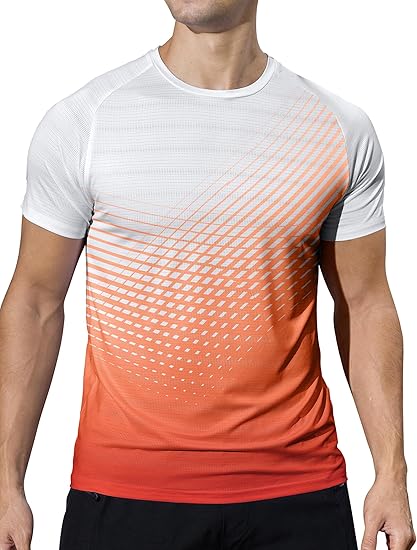 Men’s T-Shirts Gym Running T Shirts for Men Moisture Wicking Athletic Sport Breathable Tops Quick Dry Short Sleeve Workout T-Shirt
