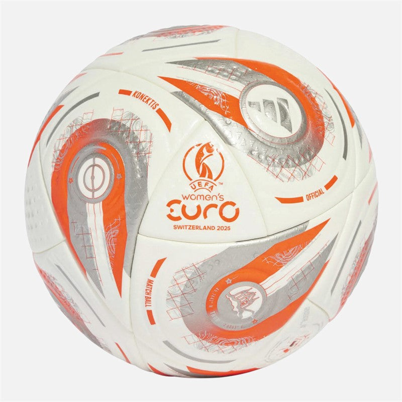 Adidas Womens Euro 25 Final Pro Official Match Football (FIFA Quality Pro Certified) White/Silver Metallic/Lucid Lemon