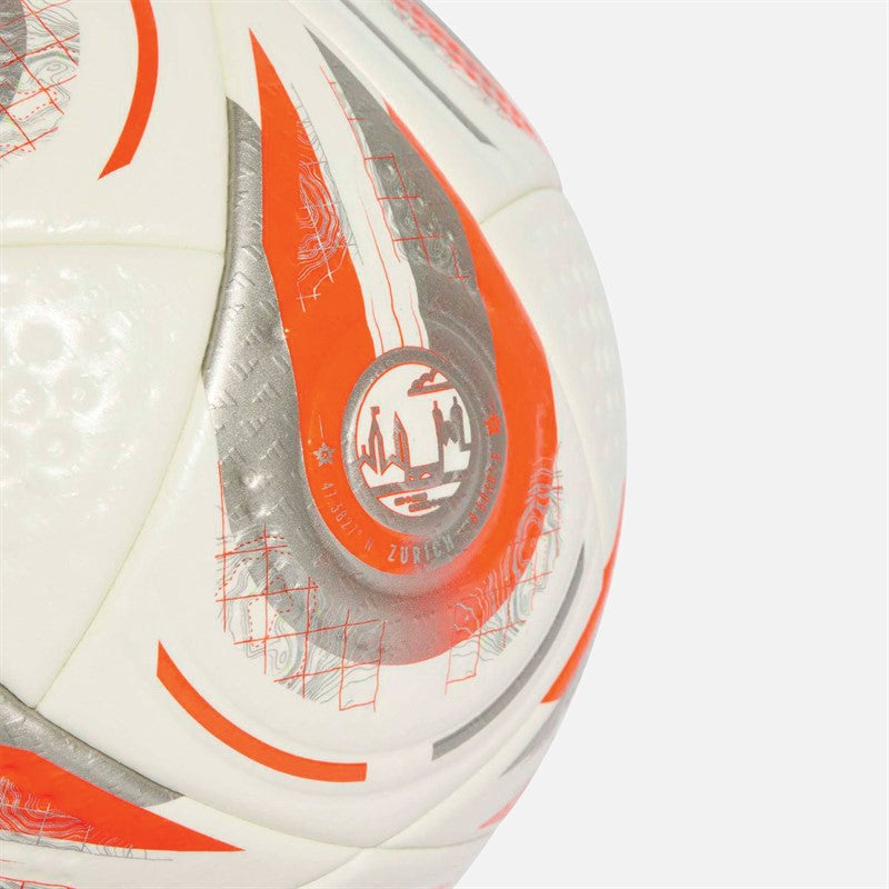 Adidas Womens Euro 25 Final Pro Official Match Football (FIFA Quality Pro Certified) White/Silver Metallic/Lucid Lemon
