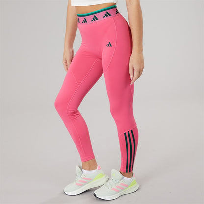 Adidas Womens Hyperglam Full Length Colour Pop Leggings Pink Fusion/Collegiate Green/Semi Court Green