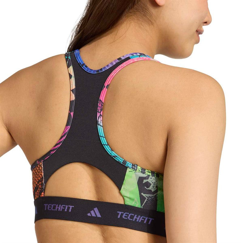 Womens X Jeremy Scott Tank Top Medium Support Sports Bra Acid Yellow/Semi Lucid Fuchsia/Active Purple