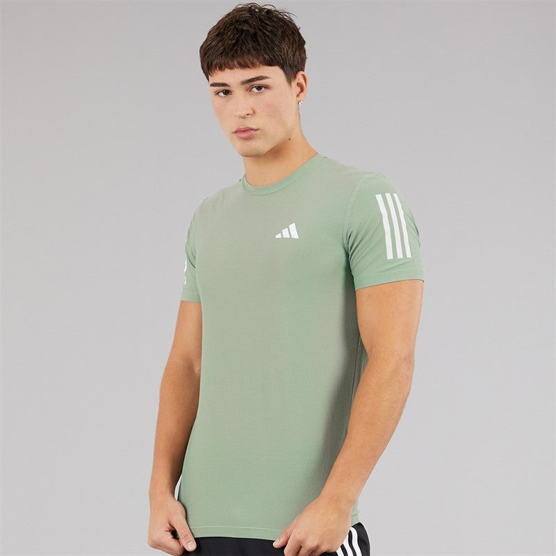 Mens Own The Run Running T-Shirt Silver Green