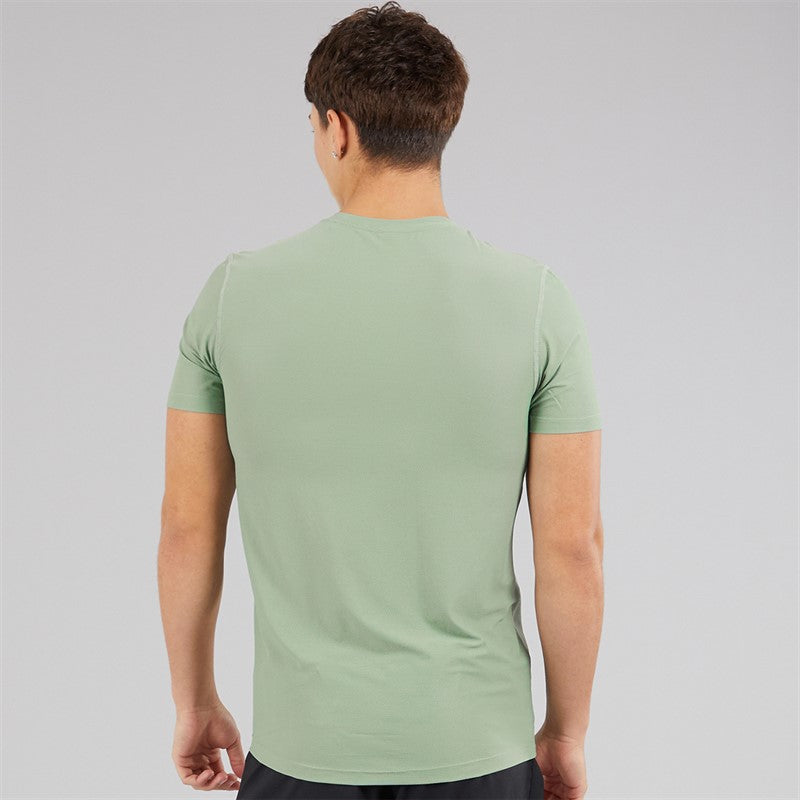 Mens Own The Run Running T-Shirt Silver Green