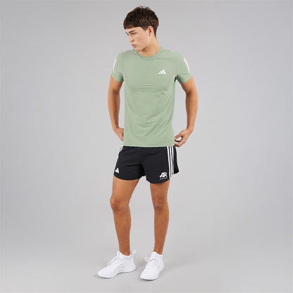 Mens Own The Run Running T-Shirt Silver Green