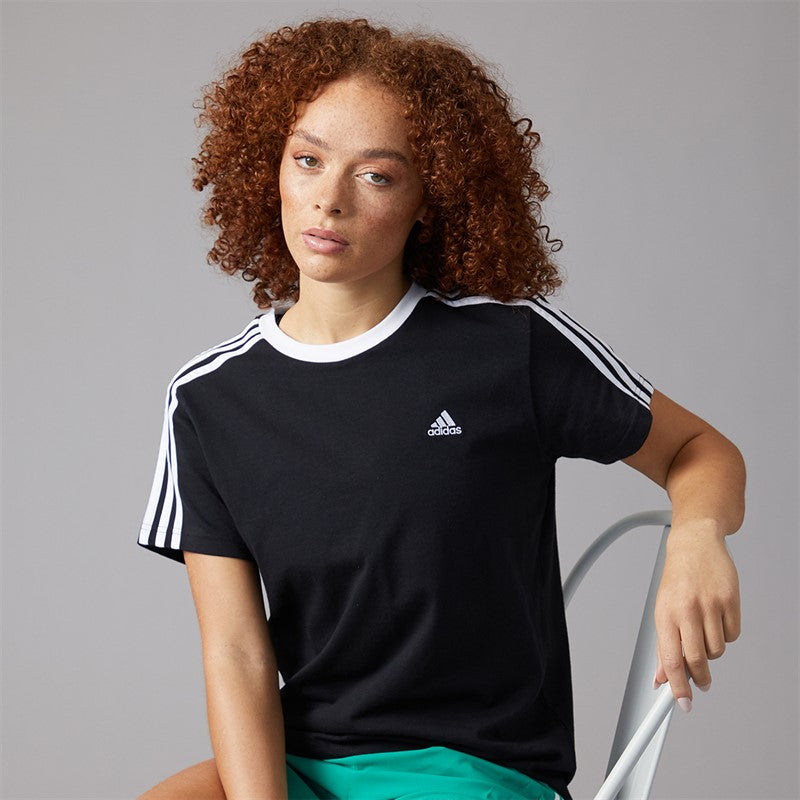 Womens Essentials 3-Stripes T-Shirt Black/White