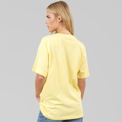 Brave Soul Womens Los Angeles T-Shirt Butter Yellow/Navy/Green