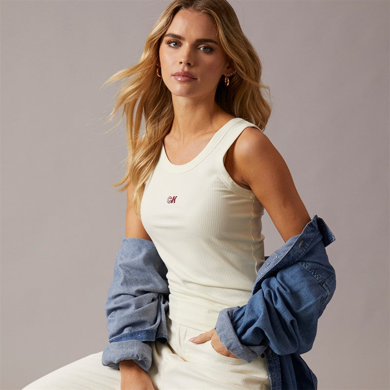 Calvin Klein Womens Modal Rib Vest Cloud Cream