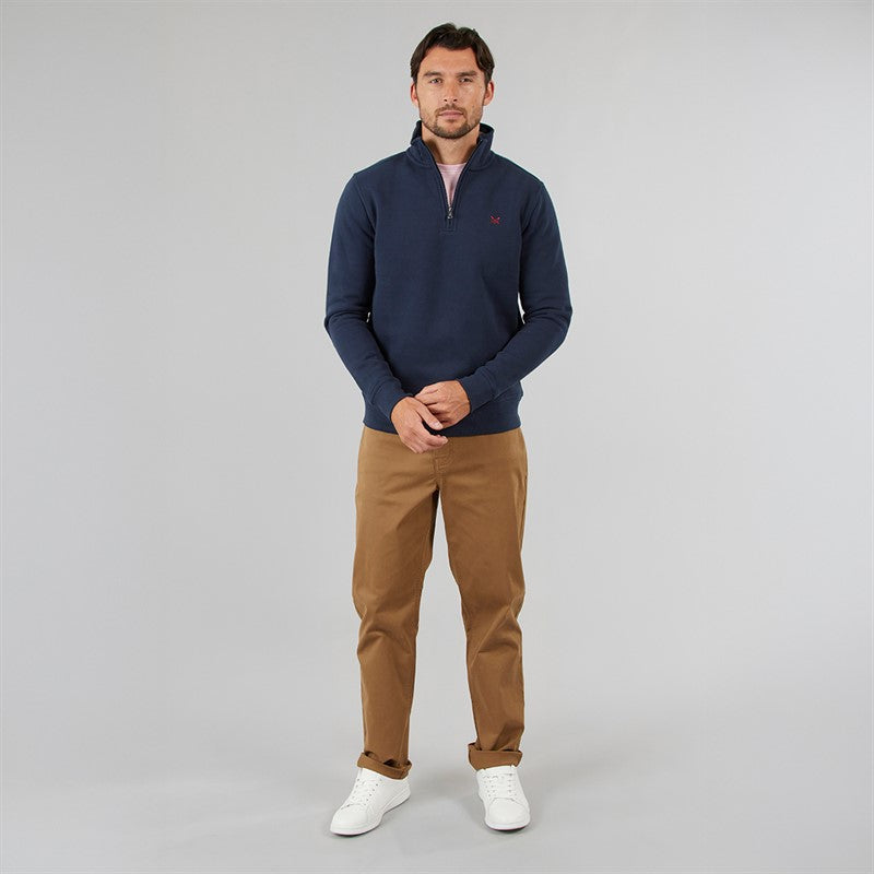 Crew Clothing Mens 1/2 Zip Solid Sweatshirt Navy