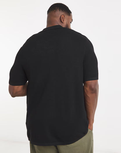 Jack &amp; Jones Chris Knitted Resort Polo - Black