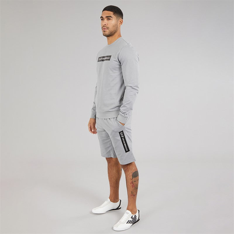 EA7 Mens Sweatshirt and Shorts Set Sharkskin