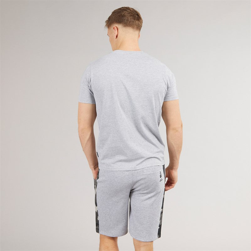 Bench Mens Sanlo T-Shirt And Shorts Set Grey Marl