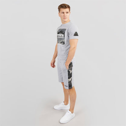 Bench Mens Sanlo T-Shirt And Shorts Set Grey Marl