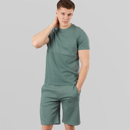 Bench Mens Varem T-Shirt And Shorts Set Set Frost Grey