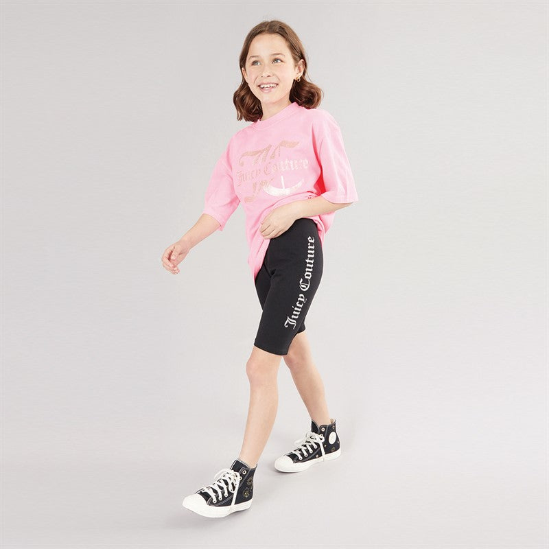 Juicy Couture Girls Jersey T-Shirt And Cycling Shorts Set Summer Neon Pink