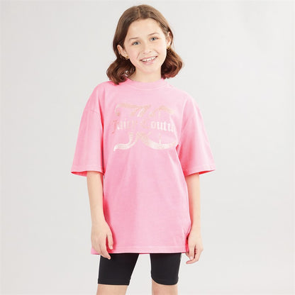 Juicy Couture Girls Jersey T-Shirt And Cycling Shorts Set Summer Neon Pink