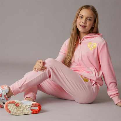 Juicy Couture Girls Velour Heart Logo Tracksuit Almond Blossom