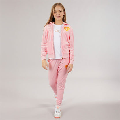 Juicy Couture Girls Velour Heart Logo Tracksuit Almond Blossom
