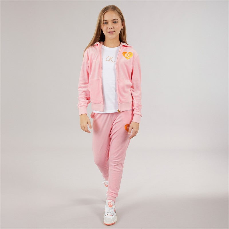 Juicy Couture Girls Velour Heart Logo Tracksuit Almond Blossom