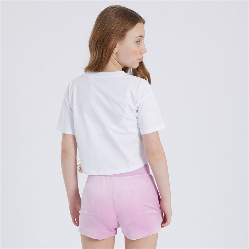 Juicy Couture Girls Heart Boxy T-Shirt And Velour Shorts Set Pink Lavender