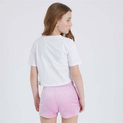 Juicy Couture Girls Heart Boxy T-Shirt And Velour Shorts Set Pink Lavender