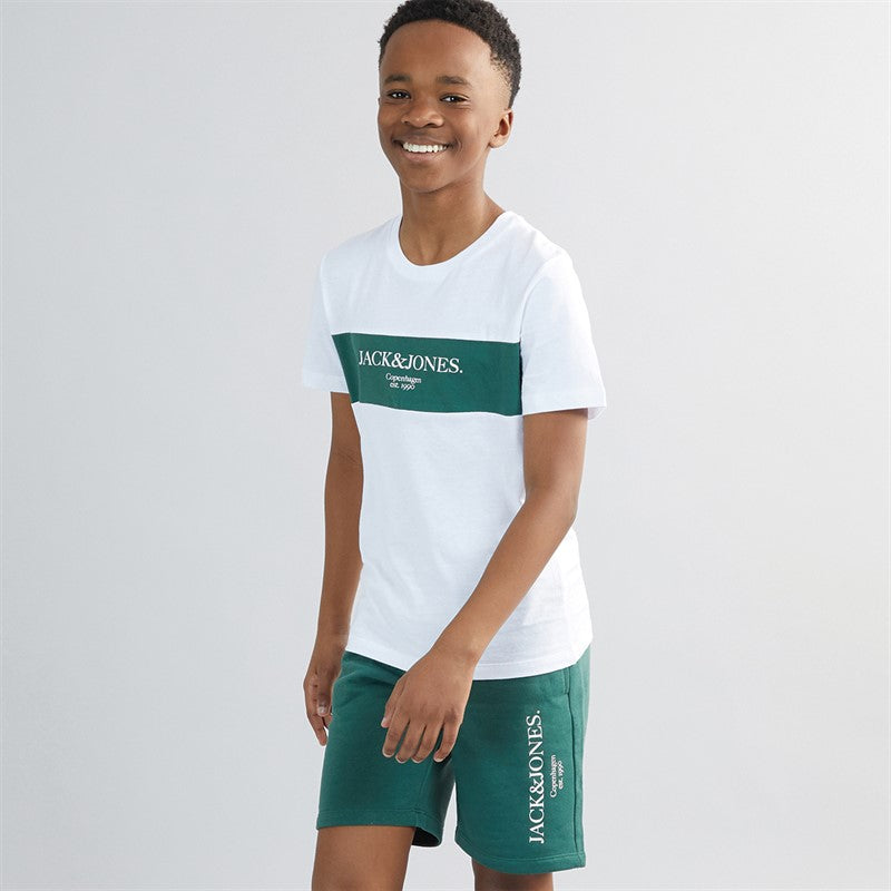 JACK &amp; JONES Boys Chester T-Shirt And Shorts Set Trekking Green